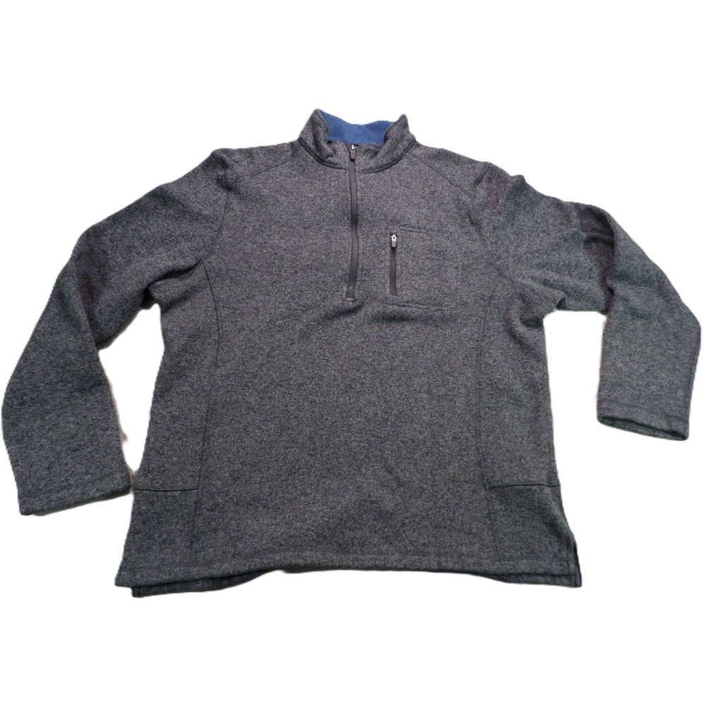 Woolrich Fleece Pullover Men XL Gray Quarter Zip Mock Neck Sweater Outdoor LS